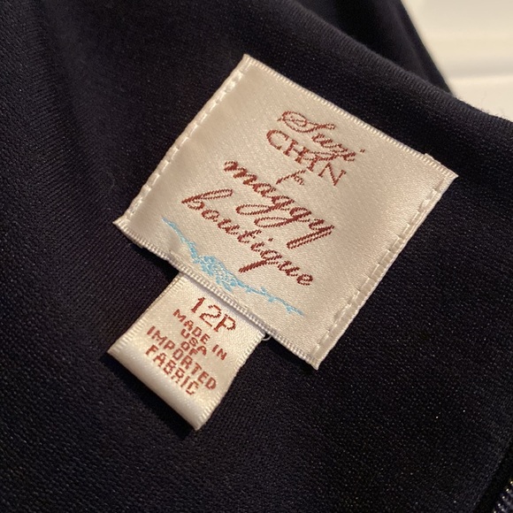 NWT Suzi Chin navy dress size 12p with belt - Picture 7 of 13